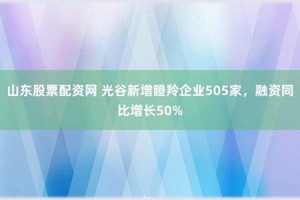 山东股票配资网 光谷新增瞪羚企业505家，融资同比增长50%